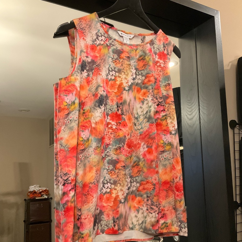 (Sue) B1G1 New w/ tags Athleta Vibrant Pink and Orange Floral Tank Top